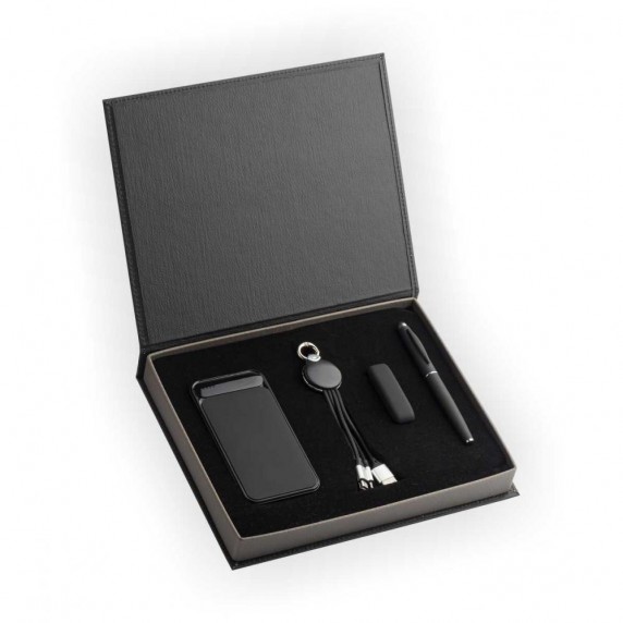 Işıklı Rubber USB Bellek Powerbank ve Roller Kalem Seti